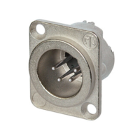 NC4MD-LX - XLR 4 штекер на панель, фланец D-типа, пайка, контакты- покрытие серебро