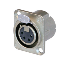 NC4FD-LX - XLR 4 гніздо на панель, фланець D-типу, пайка, контакти - покриття срібло