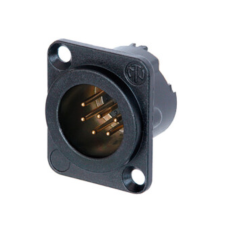 NC6MD-LX-B - XLR 6 штекер на панель, фланець D-типу, пайка, контакти - покриття золото