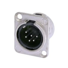 NC6MD-L-1 - XLR 6 штекер на панель, фланець D-типу, під пайку, контакти - покриття срібло