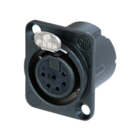 NC6FD-LX-B - XLR 6 гніздо на панель, фланець D-типу, пайка, контакти - покриття срібло