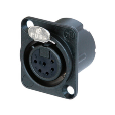 NC6FD-LX-B - XLR 6 гніздо на панель, фланець D-типу, пайка, контакти - покриття срібло