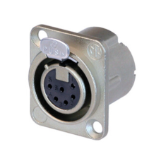 NC6FD-LX - XLR 6 гніздо на панель, фланець D-типу, пайка, контакти - покриття срібло