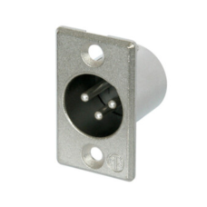 NC3MP - XLR 3 штекер на панель, фланець P-типу, під пайку, посріблені контакти, колір-нікель