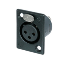 NC3FP-B-1 - XLR 3 гніздо на панель, фланець P-типу, під пайку, позолочені контакти, колір-чорний