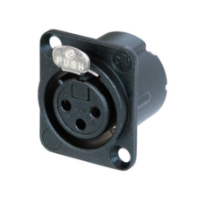 NC3FD-LX-HA-BAG - XLR 3 гніздо на панель, фланець D-типу, під обтиск, контакти - покриття срібло