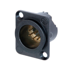 NC7MD-LX-B - XLR 7 штекер на панель, фланець D-типу, пайка, контакти - покриття золото