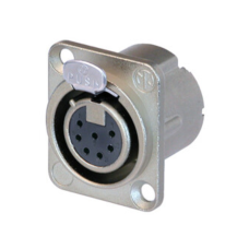 NC7FD-LX - XLR 7 гніздо на панель, фланець D-типу, пайка, контакти - покриття срібло