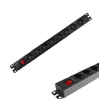 ACDA-19-5S0 - Блок розеток 19" з вимикачем та світловою індикацією, алюмінієвий корпус та кріплення