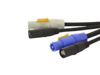 фото різнокольорових роз'ємів POWERCON з кабелями на білому фоні