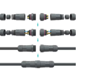 ілюстрація підключення герметичних роз’ємів живлення на білому фоні