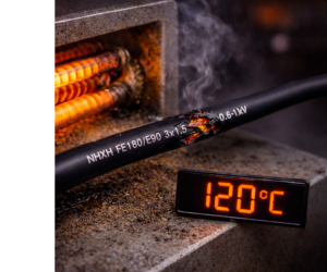 зображення вогнестійкого кабелю прокладеного біля джерела тепла