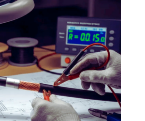 фото процесу вимірювання перехідного опору кабелю