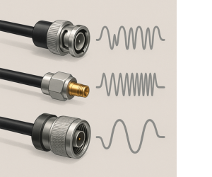 иллюстрация того, что каждый коаксиальный разъём поддерживает определённую частоту