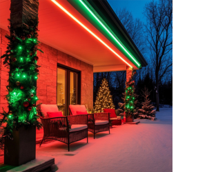 святкова підсвітка фасаду лед стрічками