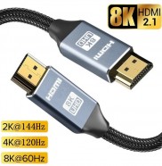 Фото Кабель HDMI, серія Standard v.2.1, штекер (тип A) > штекер (тип A), версія 2.1, діаметр-6.3 мм, в обплетенні колір-графіт, довжина-1 м (HDMIS2.1-8K-MM-01 3929)