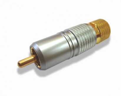 Фото1 AC-MR-70. Разъём RCA штекер, кабельный, цанговый, на кабель диам. до 8 мм