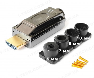 Фото1 ACM-HDMI19-M-PCB Кабельный разъем HDMI штекер с печатной платой и металлическим разборным корпусом
