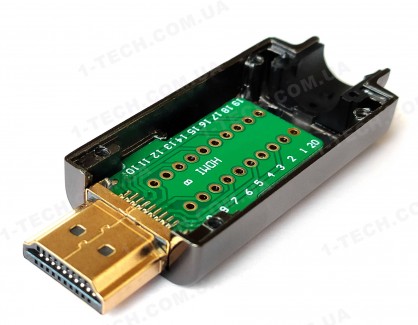 Фото3 ACM-HDMI19-M-PCB Кабельный разъем HDMI штекер с печатной платой и металлическим разборным корпусом