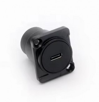Фото2 Прохідний адаптер USB Type-C, B1018, гніздо-гніздо, D-посадка, корпус - цинковий сплав, чорний, I-Ta