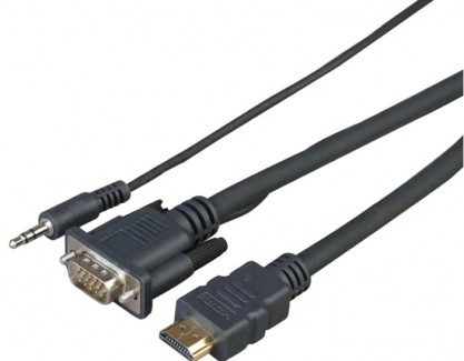 Фото1 CABHDMIVGAMJ. Комбинированный кабель HDMI+VGA+звук, штекер HDMI (A) + штекер (15 пин) + Jack 3.5 > ш