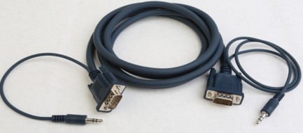Фото1 CABVA-101-.. Комбинированный компактный VGA кабель со звуком, штекер 15 пин + jack 3.5 stereo > штек
