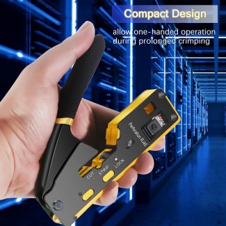 Фото14 Інструмент для прохідних конекторів Crimper RJ45/12 pass through  8p-6p Ethernet Cat6/6A Cat5 Cat5e 