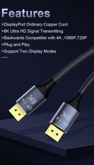 Фото10 DP2DP1.4-MM-05 DP167 Цифровий кабель DisplayPort, версія 1.4, штекер> штекер, діаметр-6 мм, 32.4 Гбі