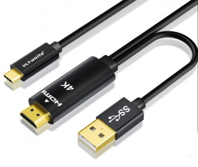 Фото1 Кабель перехідний з HDMI на USB Type-C, 4K 2 м HDMI2USB-C4K-02 I-Taki (Південна Корея)