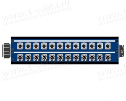 Фото2 1K-PB12/12-XT. 12-кан.(12-IN/OUT) коммутационная коробка в сборе Panel Box (12x XLR3 гнездо/12x XLR3
