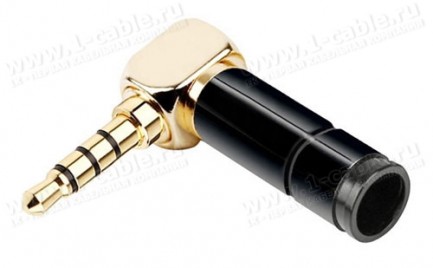 Фото1 Разъём mini Jack 3.5, кабельный, 4 контакта, угловой штекер, удлиненная разъемная часть для мобильны