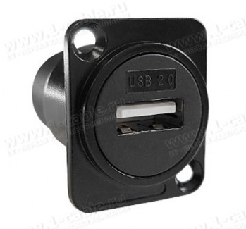 Фото1 FCD-USB2AA-B Адаптер USB, тип A панельный гнездо - гнездо версия 2.0 контактов- 4 корпус- цинк литой