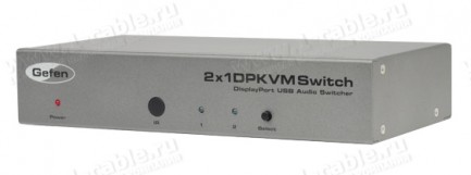 Фото1 EXT-DPKVM-241 - Коммутатор 2x1 сигналов DisplayPort + USB 2.0 + Аудио, управление RS232, ИК пульт