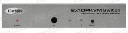 Фото2 EXT-DPKVM-241 - Коммутатор 2x1 сигналов DisplayPort + USB 2.0 + Аудио, управление RS232, ИК пульт