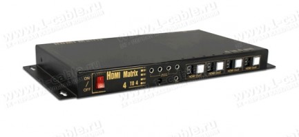 Фото1 HIT-HDMI-X444W - Матричный видео коммутатор сигналов HDMI (версия 1.4) 4х4, серия SLIM с ИК пультом 