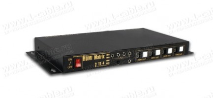 Фото1 HIT-HDMI-X244W - Матричный видео коммутатор сигналов HDMI (версия 1.4) 2х4, серия SLIM с ИК пультом 