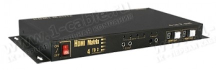 Фото1 HIT-HDMI-X442W - Матричный видео коммутатор сигналов HDMI (версия 1.4) 4х2, серия SLIM с ИК пультом 