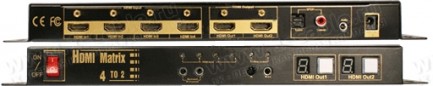 Фото2 HIT-HDMI-X442W - Матричный видео коммутатор сигналов HDMI (версия 1.4) 4х2, серия SLIM с ИК пультом 