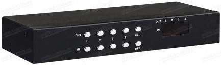 Фото1 HIT-VGAAUD-444 - Матричный коммутатор 4:4 VGA видео- и стерео аудиосигналов, рэковое крепление