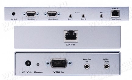 Фото2 EXT-VGAAUD-CAT5-142 - Комплект устройств для передачи и распределения сигналов VGA и стерео звука 1: