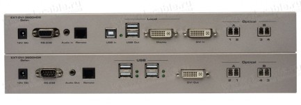 Фото2 EXT-DVI-3600HD - Удлинитель линий DVI (поддержка разрешений до 1920x1200/60 Гц), USB 2.0, RS-232 и а