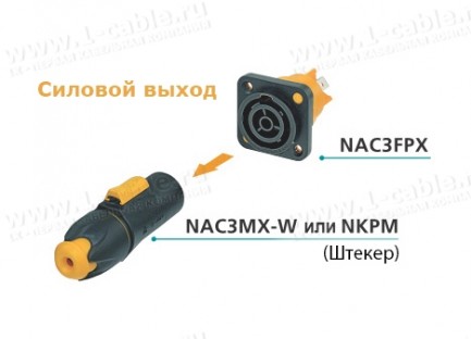 Фото2 NAC3MX-W - Кабельный разъем водонепроницаемый, серия powerCON TRUE1, штекер
