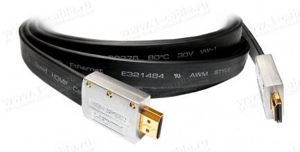 Фото1 HDMIFL-MM-.. Плоский кабель HDMI для удаленных источников с Fast Ethernet, серия FLAT, металлический
