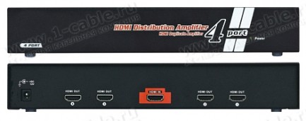 Фото2 HIT-HDMI-144PRO - Распределитель сигналов HDMI 1:4, 1 вход > 4 выхода, возможность установки в рэк