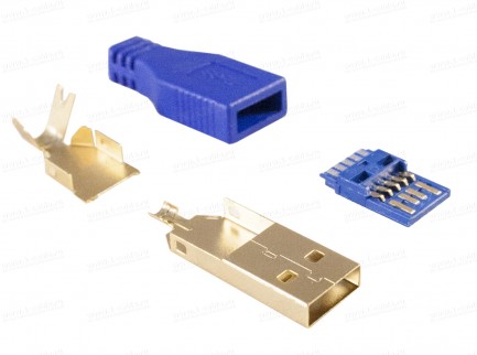 Фото2 AC-USB3A-MS-5.5 Разъем USB 3.0 кабельный, штекер, в корпусе, тип А