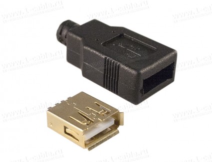 Фото2 AC-USB2A-FS-4.2 Разъем USB 2.0 кабельный, гнездо, в корпусе, тип А