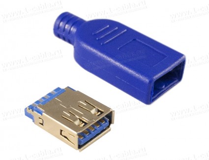 Фото2 AC-USB3A-FS-5.5 Разъем USB 3.0 кабельный, гнездо, в корпусе, тип А
