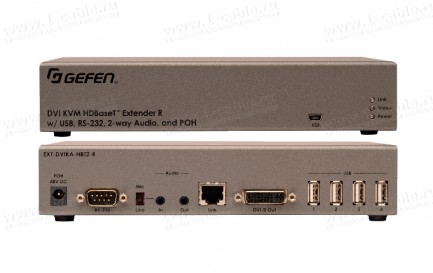 Фото3 EXT-DVIKA-HBT2 - Удлинитель DVI/HDMI, USB, RS-232 и двустороннего аудио по одному кабелю витая пара 