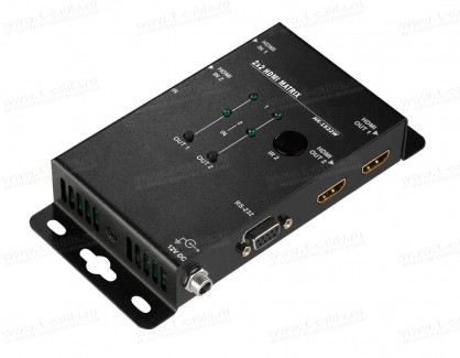Фото1 HIT-HDMI4K2K-X242W Матричный видео коммутатор сигналов HDMI (4K2K, YCbCr 4:4:4) 2х2, управление RS-2
